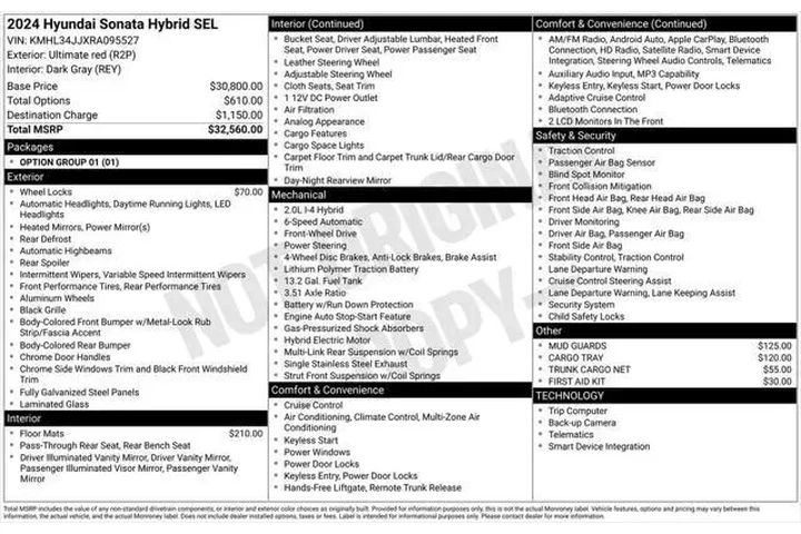 $23495 : Hyundai SONATA Hybrid 2024 S image 3