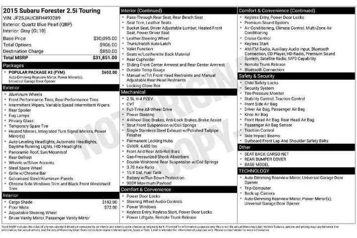 $11643 : Subaru Forester 2015 AWD 2.5 image 2