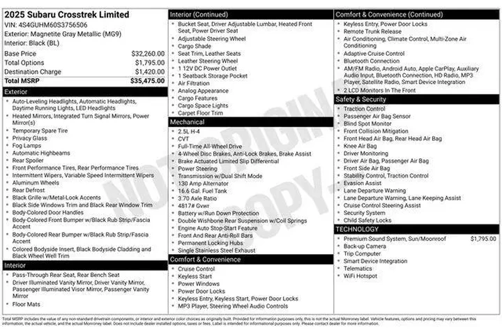 $31780 : Subaru Crosstrek 2025 AWD Li image 2
