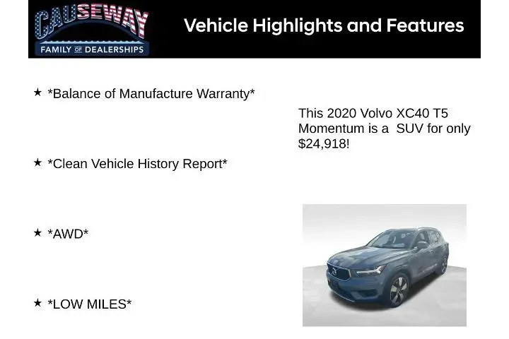 $24129 : Volvo XC40 2020 AWD T5 Momen image 2