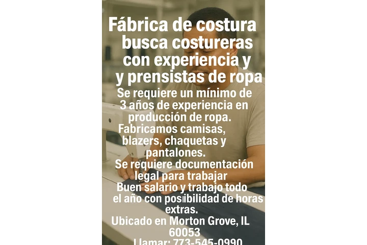 Se Buscan Costureros De Ropa. image 1