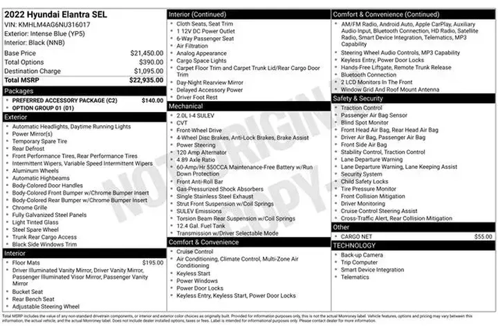 $17990 : Hyundai ELANTRA 2022 SEL 4dr image 3