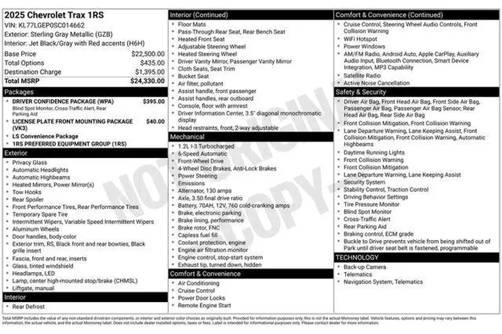 $24995 : Chevrolet Trax 2025 RS 4dr C image 2