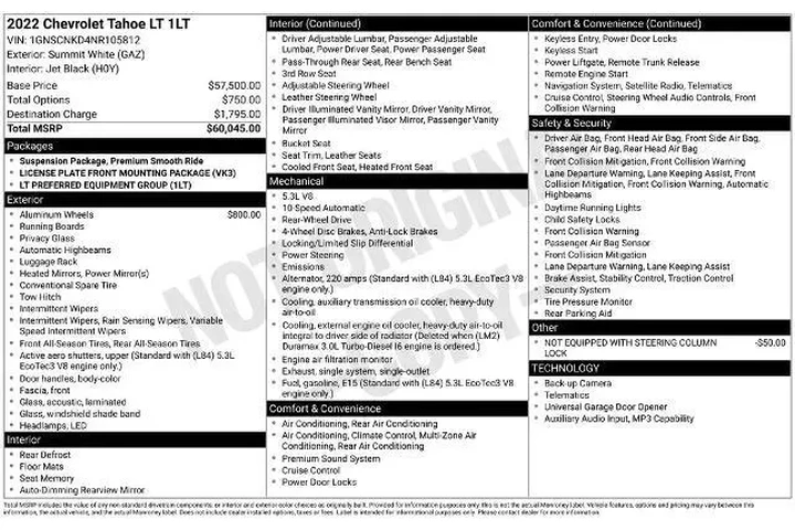 $33741 : Chevrolet Tahoe 2022 4x2 LT image 4