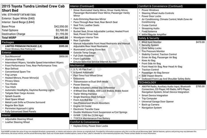 $38429 : Toyota Tundra 2015 4x4 Limit image 2