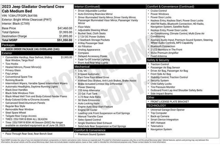 $28487 : Jeep Gladiator 2023 4x4 Over image 3