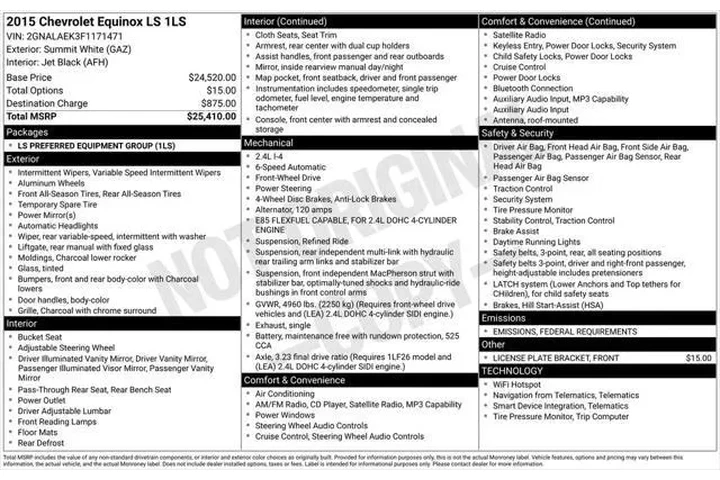 $4900 : Chevrolet Equinox 2015 LS 4d image 5