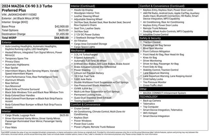 $33368 : Mazda CX-90 2024 AWD 3.3 Tur image 1