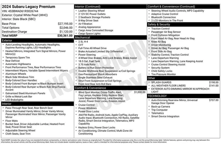 $23836 : Subaru Legacy 2024 AWD Premi image 4