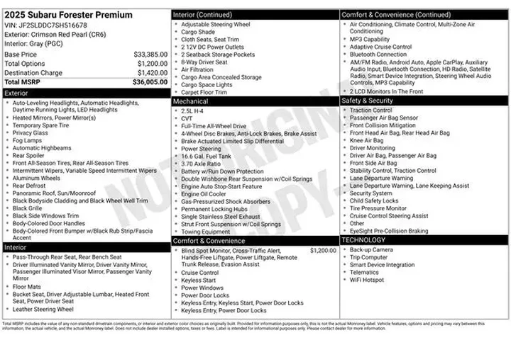 $29990 : Subaru Forester 2025 AWD Pre image 3