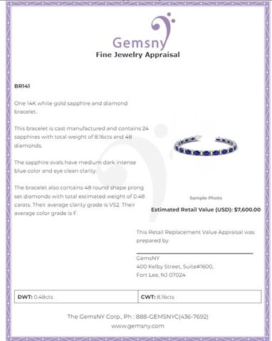 $3835 : Blue Sapphire Oval Bracelet image 2