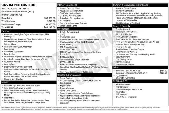 $19987 : INFINITI QX50 2022 Luxe 4dr image 3