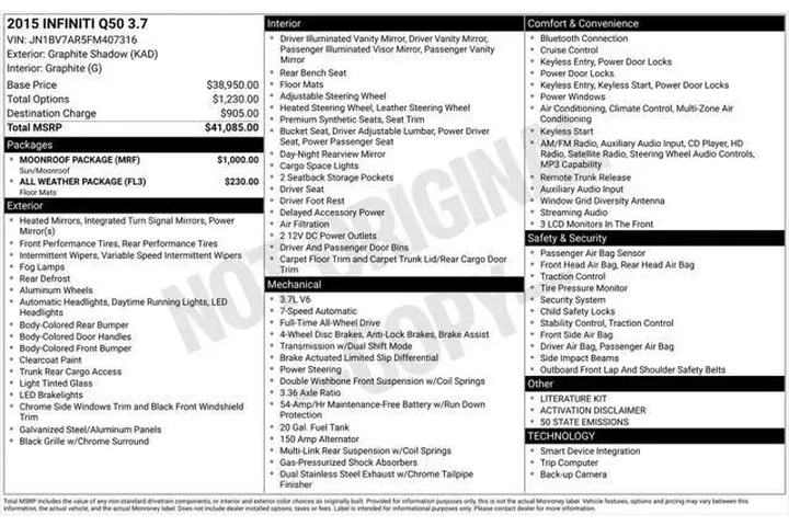 $14987 : INFINITI Q50 2015 AWD 4dr Se image 3