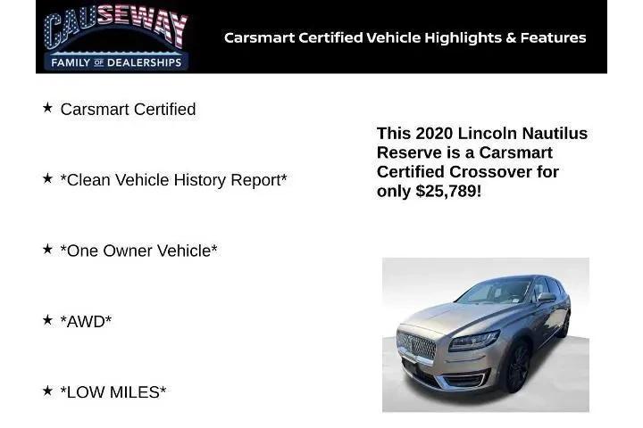 $25789 : Lincoln Nautilus 2020 AWD Re image 2