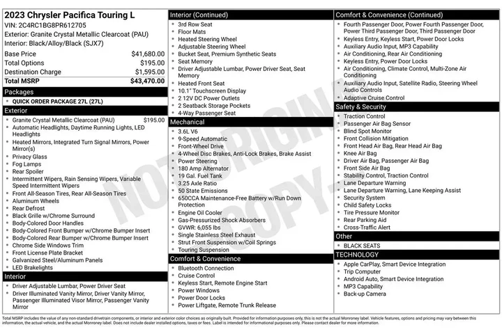 $25061 : Chrysler Pacifica 2023 Touri image 4