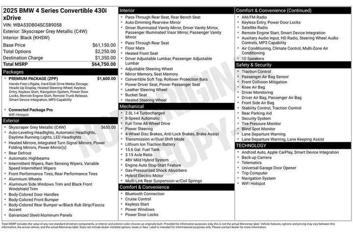$35598 : BMW 4 Series 2025 AWD 430i x image 2