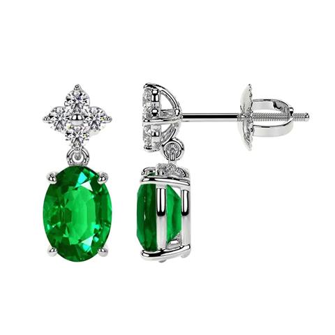 $6508 : Emerald and Diamond earrings image 1