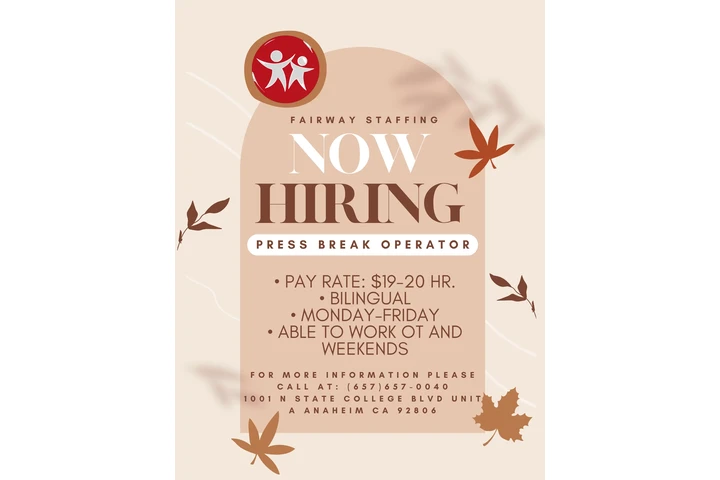 Hiring Press Break Operator! image 1