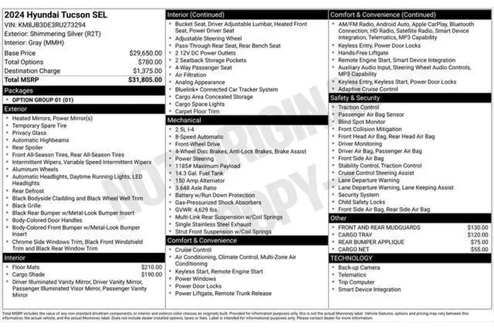 $23639 : Hyundai TUCSON 2024 SEL 4dr image 5