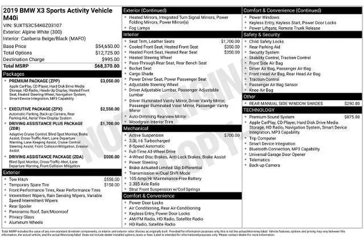 $23875 : BMW X3 2019 AWD M40i 4dr Spo image 9