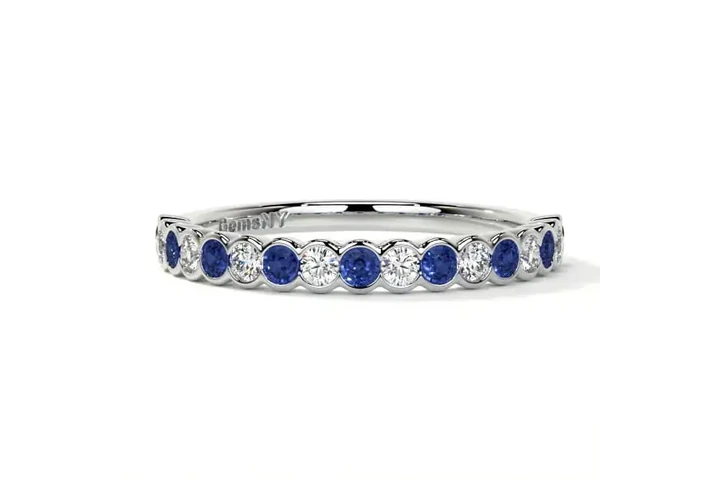 $2061 : Blue Sapphire Wedding Rings image 1