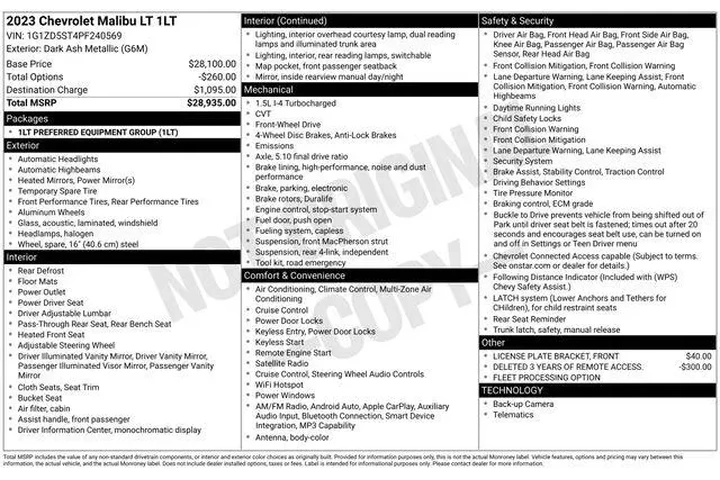 $15994 : Chevrolet Malibu 2023 LT 4dr image 7