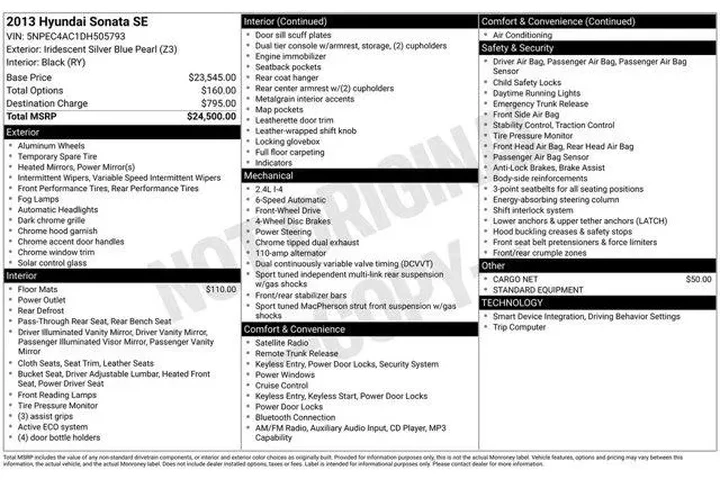 $10981 : Hyundai SONATA 2013 SE 4dr S image 2