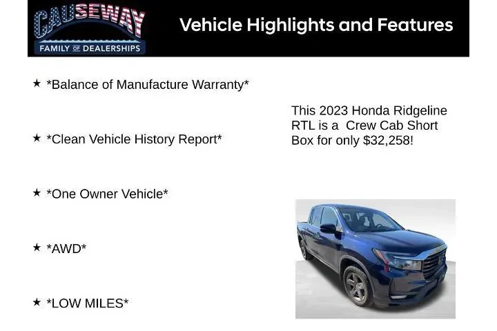 $32258 : Honda Ridgeline 2023 AWD RTL image 2