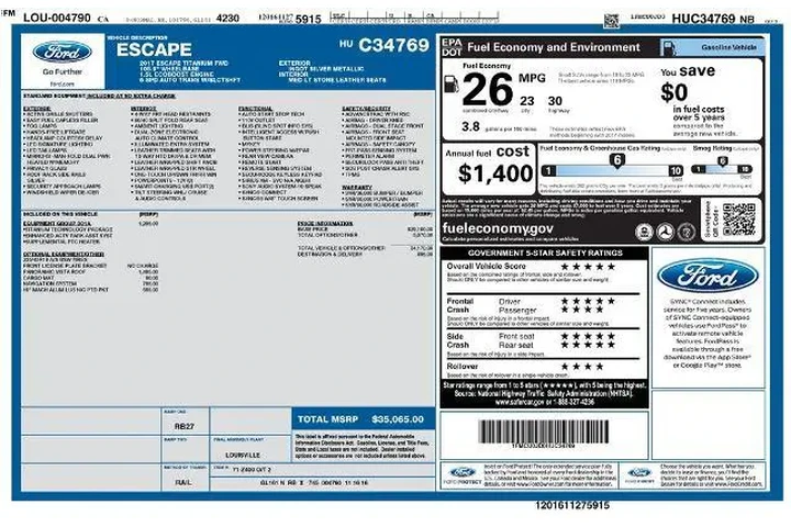 $13509 : Ford Escape 2017 Titanium 4d image 2