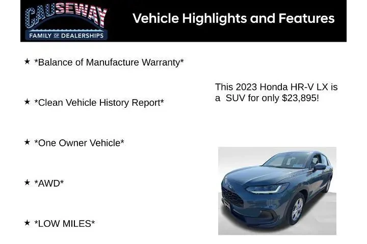 $23895 : Honda HR-V 2023 AWD LX 4dr C image 2