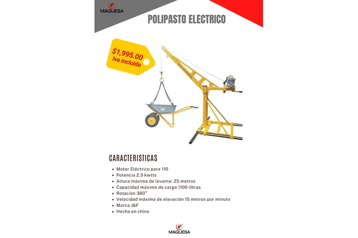 $1995 : Polipasto con motor electrico image 1