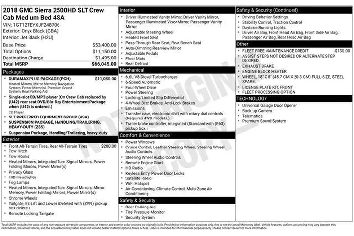 $31999 : GMC Sierra 2500HD 2018 4x4 S image 1