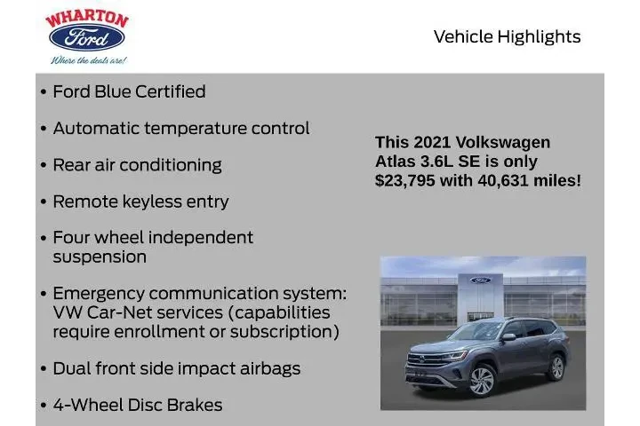 $23795 : Volkswagen Atlas 2021 V6 SE image 6
