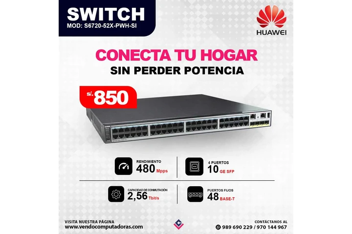 $850 : Switch Huawei S6720-52X-PWH-SI image 3