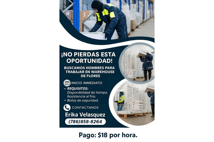 TRABAJO EN WAREHOUSE DE FLORES image 1