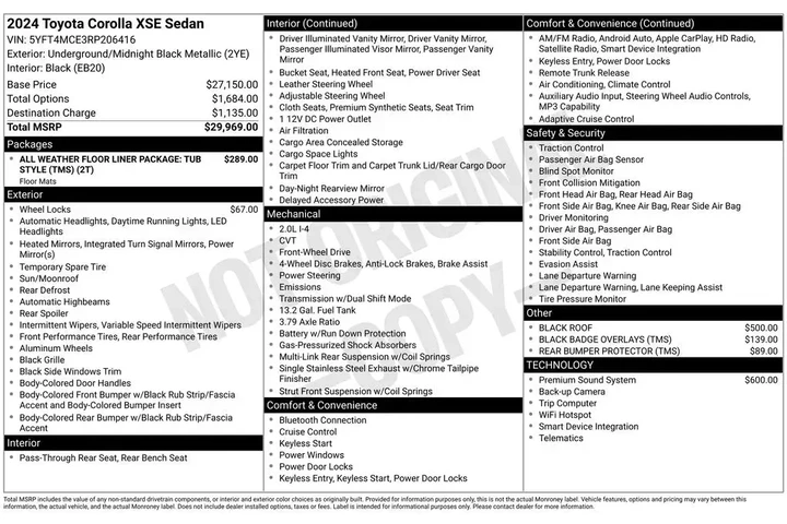 $28178 : Toyota Corolla 2024 XSE 4dr image 2