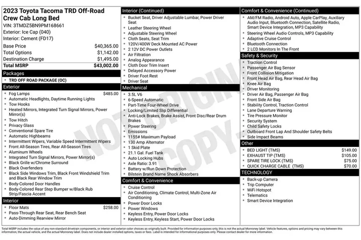 $38989 : Toyota Tacoma 2023 4x4 TRD S image 1