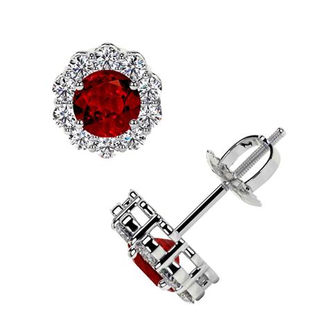 $8622 : Buy Round Shape Ruby Earrings image 1