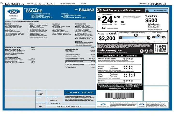 $11144 : Ford Escape 2014 AWD Titaniu image 1