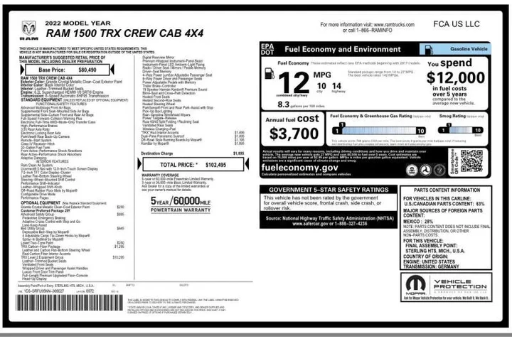 $65495 : 2022 RAM 1500 TRX image 8