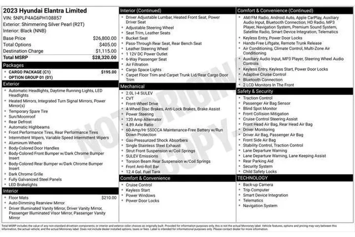 $20995 : Hyundai ELANTRA 2023 Limited image 2