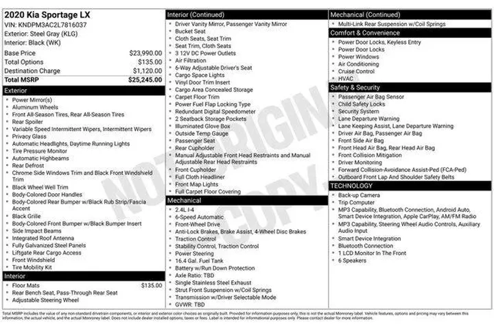 $17995 : Kia Sportage 2020 LX 4dr SUV image 2