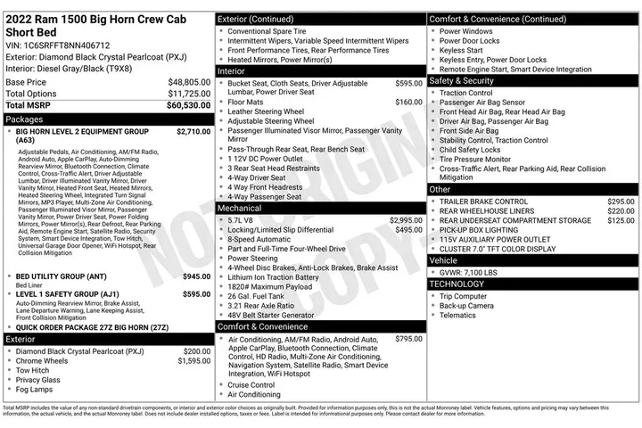 $33558 : Ram 1500 2022 4x4 Big Horn 4 image 2