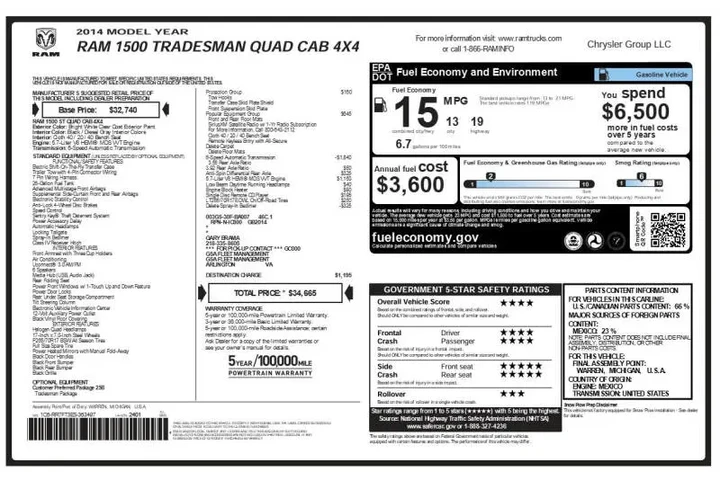$13952 : 2014 RAM 1500 Express image 5