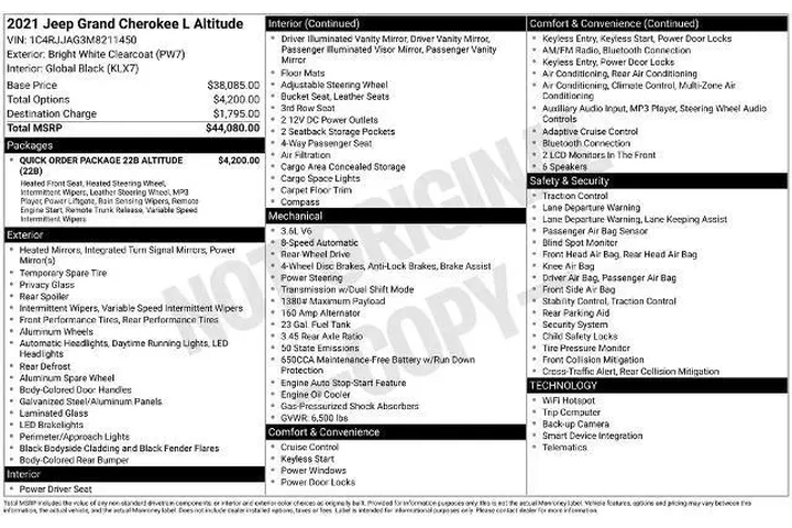 $25310 : Jeep Grand Cherokee L 2021 4 image 6
