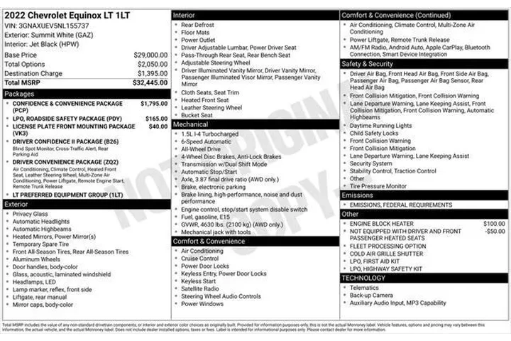 $17900 : Chevrolet Equinox 2022 4x4 L image 5