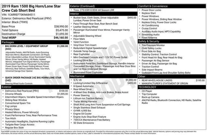 $19977 : Ram 1500 2019 4x2 Big Horn 4 image 1