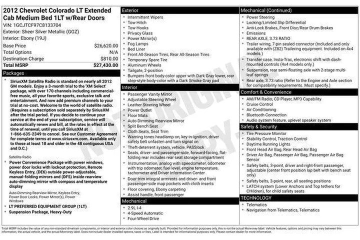 $11598 : Chevrolet Colorado 2012 4x4 image 3