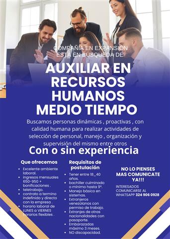 Auxiliar en talento humano sin image 1