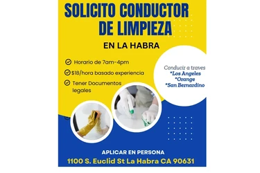 🚚CONDUCTOR DE LIMPIEZA🧽 en Orange County